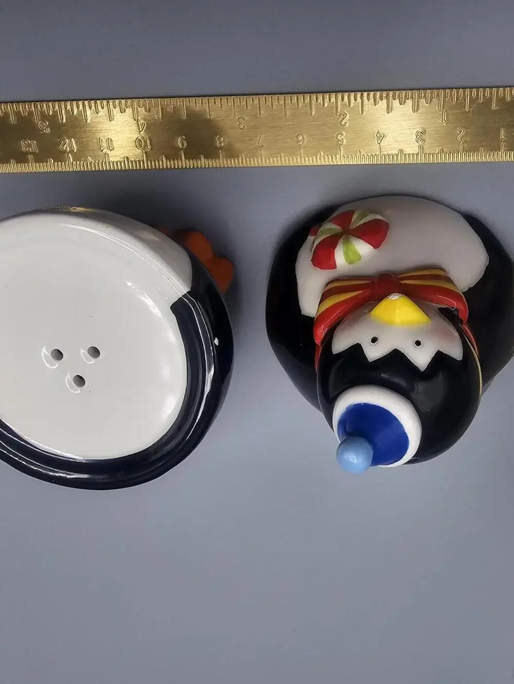 Ceramic Penguin Salt and Pepper Shakers with Holiday Design